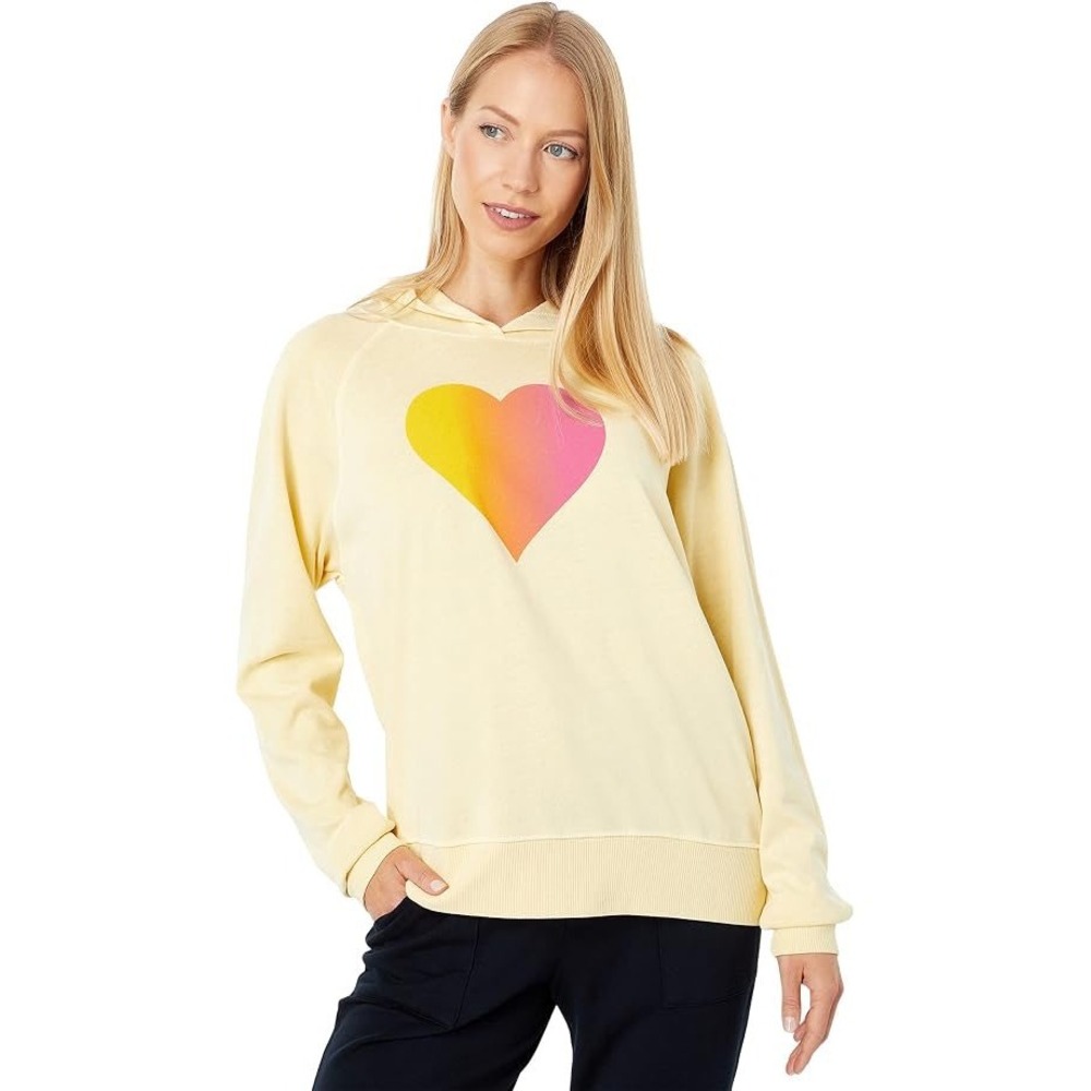 Sundry Yellow Ombre Heart Hoodie Raglan Pullover Sweatshirt‎ Size 1 Small